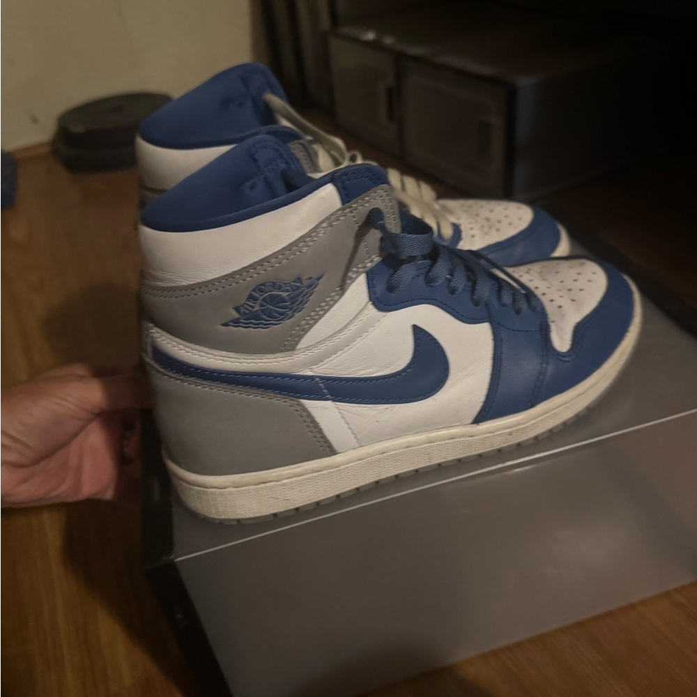 Nike White and Blue High-Top Sneakers